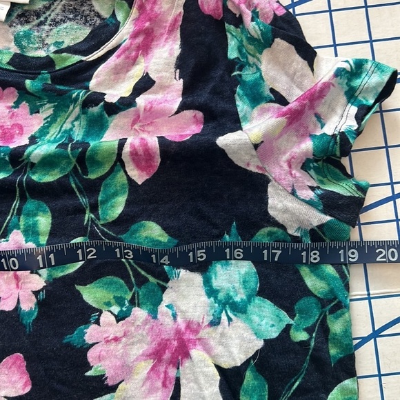 J JILL LOVE LINEN FLORAL PRINT SZ MP SUDE TIE NAVY PINK PURPLE MARLED FABRIC - Picture 9 of 10